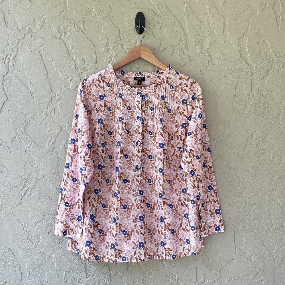Talbots Plus Petite Women's Size XP 100% Cotton Plus Petite Ruffle Neck Top NWT